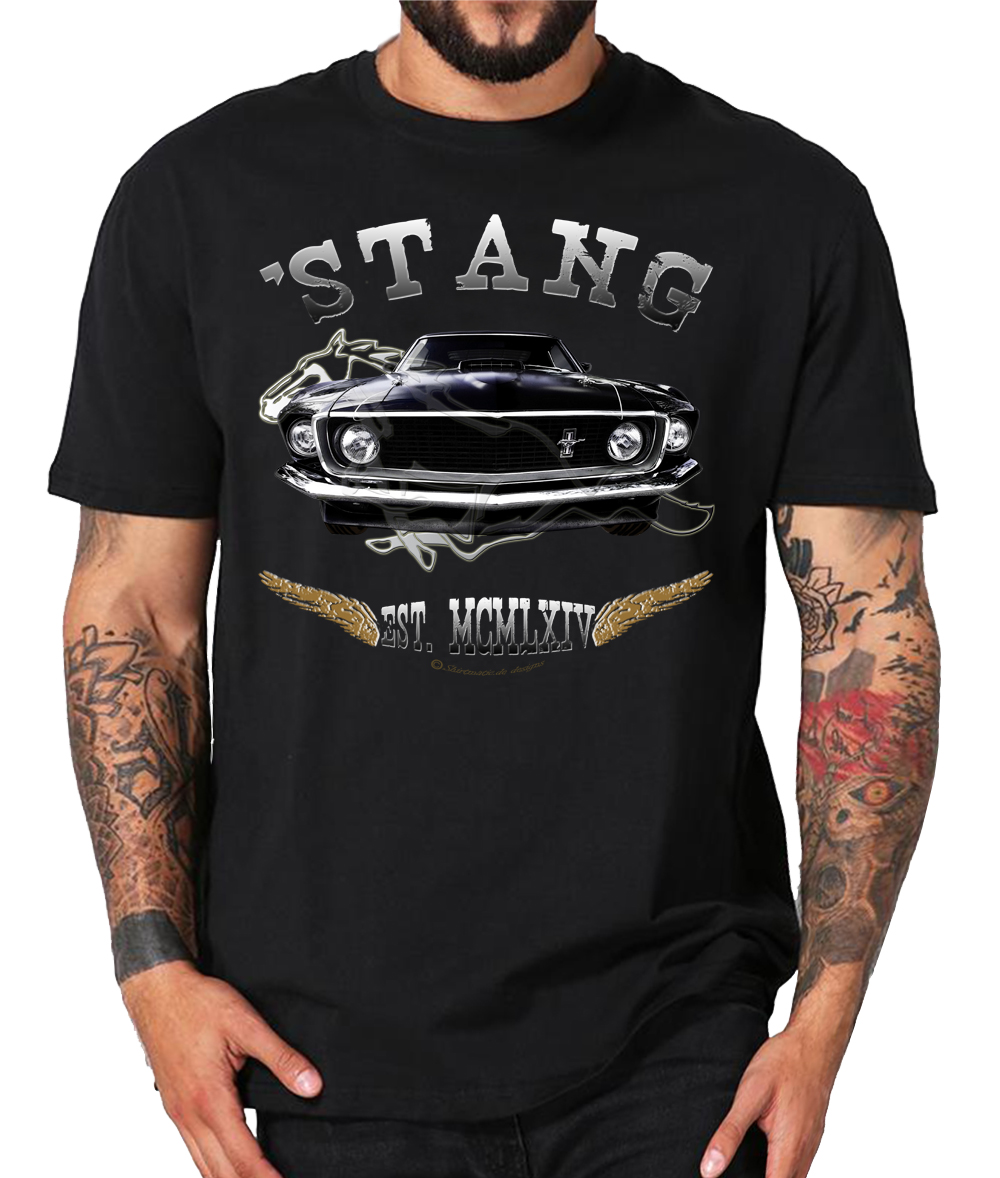 Mustang 1969 USA Muscle car Pony Ford V8 SHIRTMATIC Designer Shirts – Bild 2