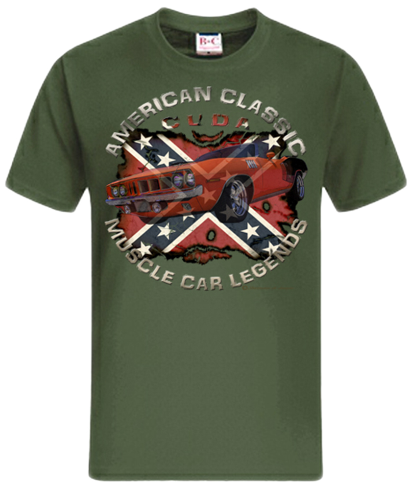 CUDA Barracuda USA Rebel Musclecar Plymouth V8 SHIRTMATIC T-Shirts – Bild 2