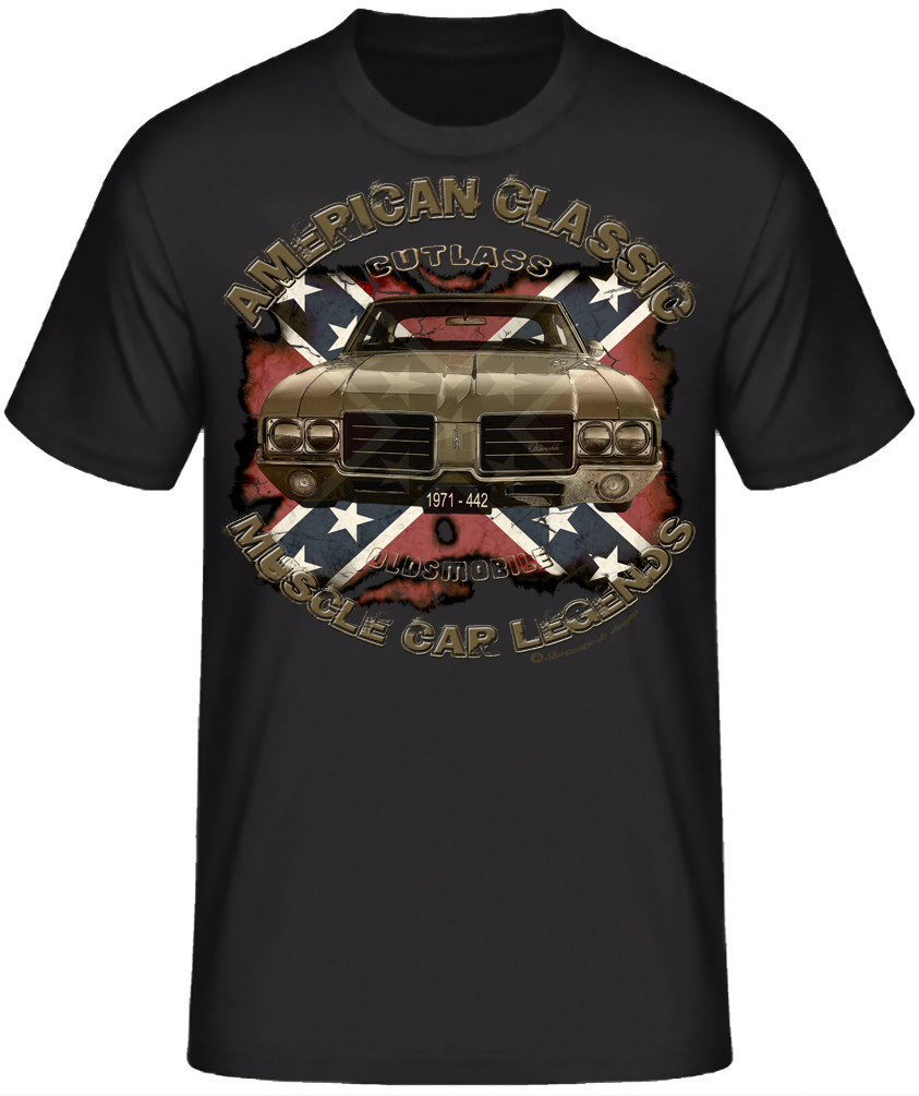 70s Oldsmobile Cutlass Oldtimer Classic car legends USA Rebel Shirts – Bild 2