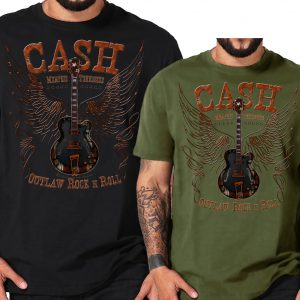 Cash Outlaw RocknRoll wings Tennessee Guitar Gitarre vintage Shirt