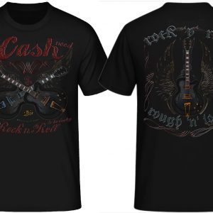 Cash Lucky Rock n Roll Rockabilly Gitarren Shirt mit Rückenaufdruck