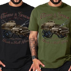 Chrome N Grease 50s Chevy Pickups Rock n Roll Rockabilly Guitars Shirt