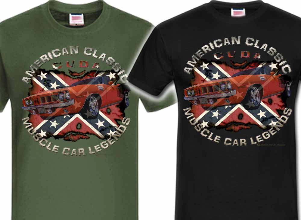 CUDA Barracuda USA Rebel Musclecar Plymouth V8 SHIRTMATIC T-Shirts