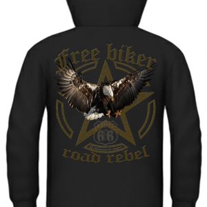 Free Biker Hoodie Rückenaufdruck Milwaukee Iron Chopper Eagle Star