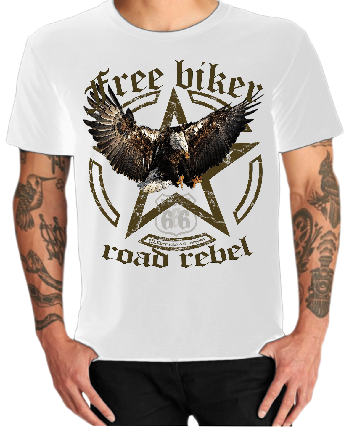 Free Biker T-Shirts Eagle Adler Freedom Road Rebel Bikes USA Motorrad – Bild 5