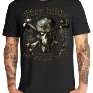Free Biker T-Shirts badass Skull Wings Totenkopf USA Motorrad