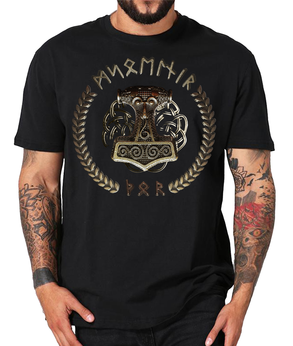 Shirtmatic Thorshammer Shirt Metal Wikinger LARP Thor Mjoelnar Schonen – Bild 3