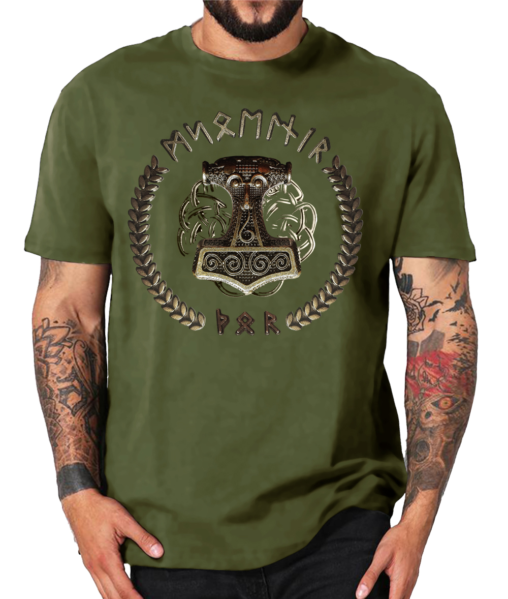 Shirtmatic Thorshammer Shirt Metal Wikinger LARP Thor Mjoelnar Schonen – Bild 2