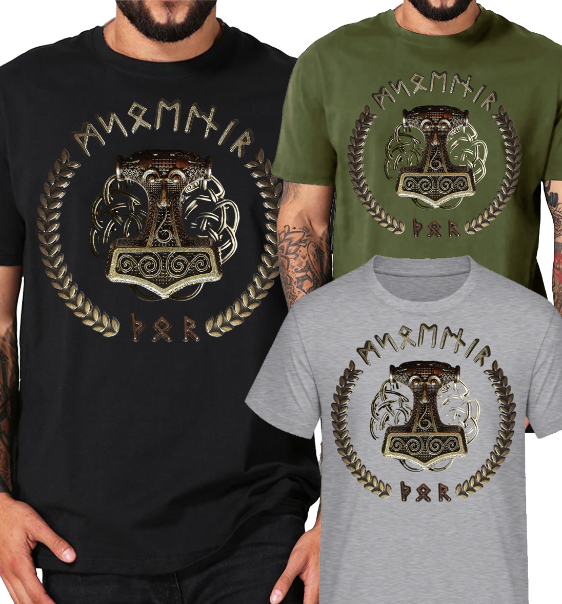 Shirtmatic Thorshammer Shirt Metal Wikinger LARP Thor Mjoelnar Schonen