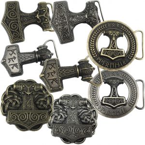 Shirtmatic Thorshammer Mjölnir Schonen rund Buckle Gürtelschnalle Wikinger LARP Thor Mjoelnar
