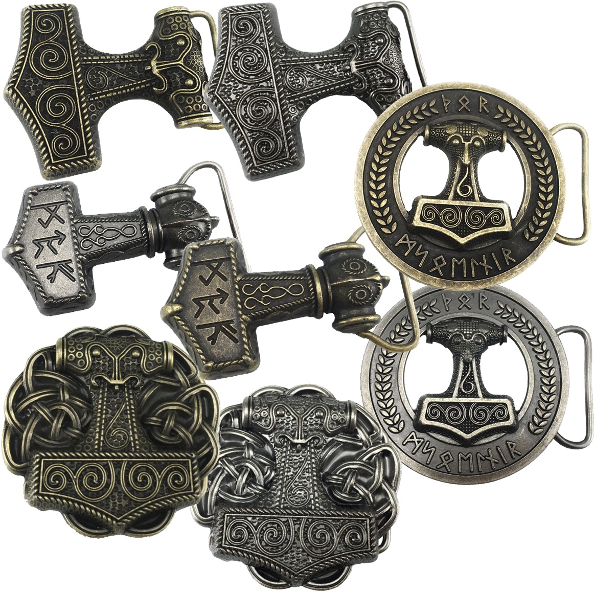 Shirtmatic Thorshammer Mjölnir Schonen rund Buckle Gürtelschnalle Wikinger LARP Thor Mjoelnar