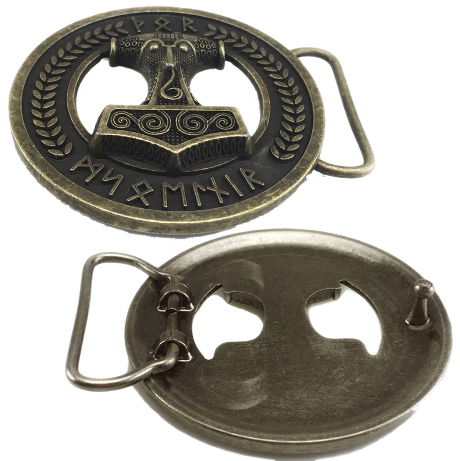 Shirtmatic Thorshammer Mjölnir Schonen rund Buckle Gürtelschnalle Wikinger LARP Thor Mjoelnar – Bild 3