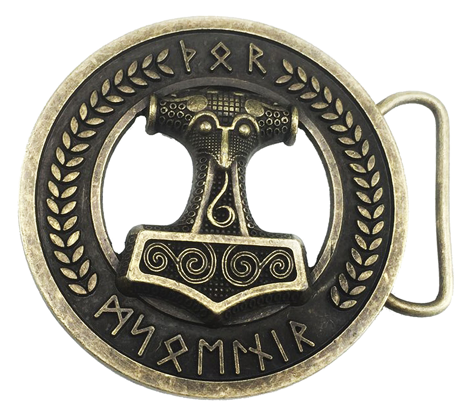 Shirtmatic Thorshammer Mjölnir Schonen rund Buckle Gürtelschnalle Wikinger LARP Thor Mjoelnar – Bild 2