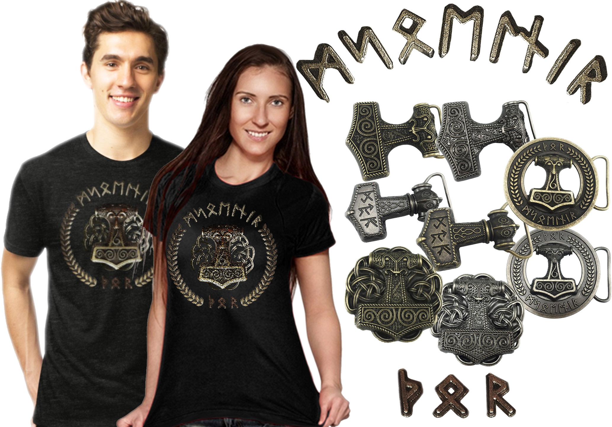 Shirtmatic Thorshammer Mjölnir Schonen rund Buckle Gürtelschnalle Wikinger LARP Thor Mjoelnar – Bild 6