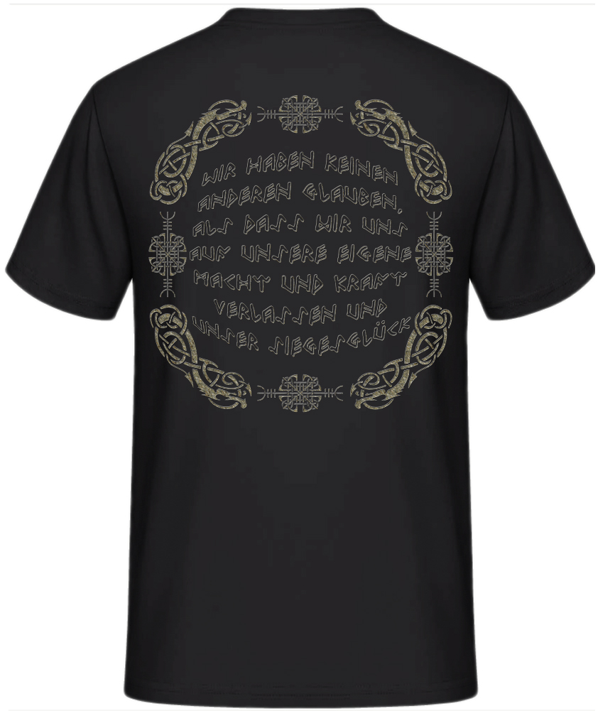 Shirtmatic Thors Hammer Shirt Wikinger Glaube Brust Rückendruck – Bild 3