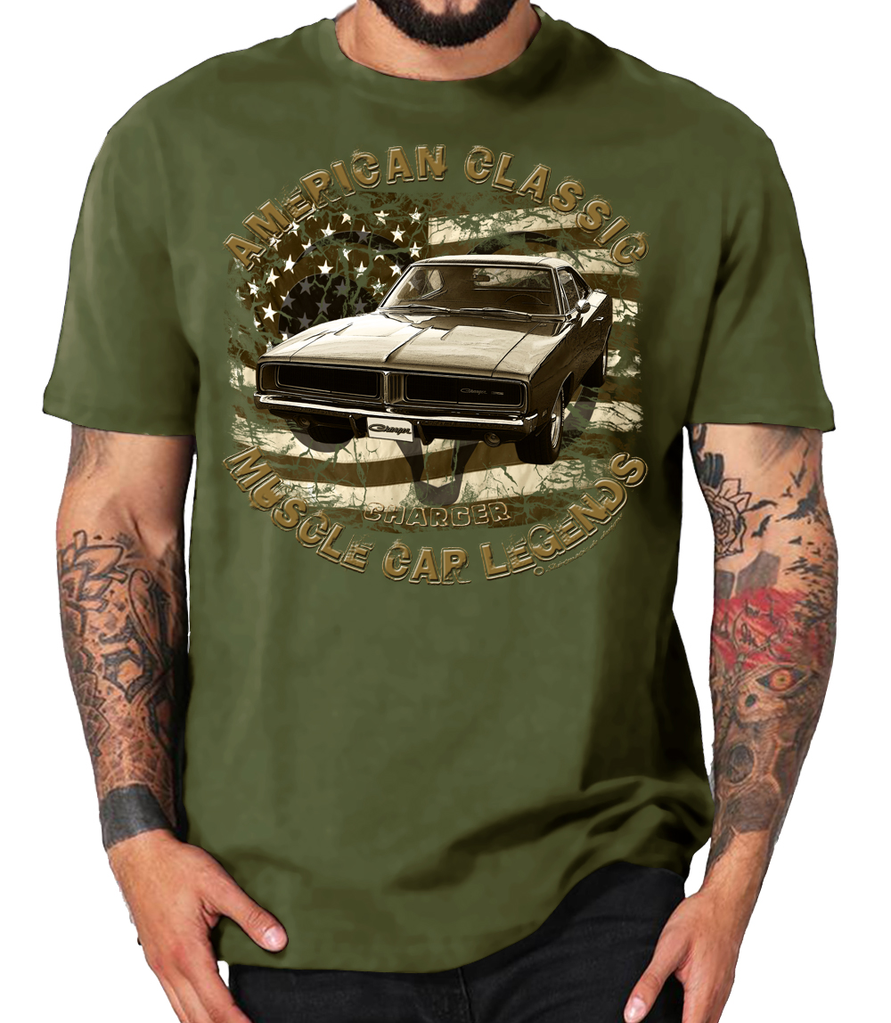 Classic Charger 69 USA Muscle car V8 T-Shirt US Car Shirt – Bild 3