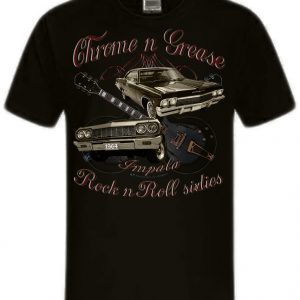 Chrome N Grease 60s Impala Chevy Rock n Roll Rockabilly Guitars Shirt