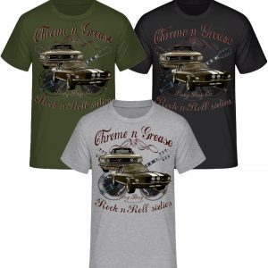 Chrome N Grease Mustang 60s Rock n Roll Rockabilly Guitars Shirt