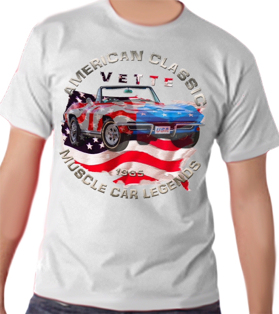 60ss Vette C2 USA FlaggeChevy V8 vintage retro USA Corvette – Bild 3