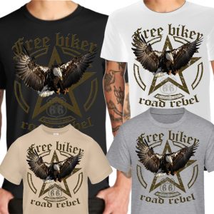 Free Biker T-Shirts Eagle Adler Freedom Road Rebel Bikes USA Motorrad