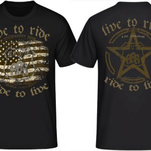 Biker T-Shirts Milwaukee Live to Ride USA Motorrad mit Rückenaufdruck