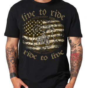 Biker T-Shirts Live to Ride Route 666 USA Flag USA Motorrad
