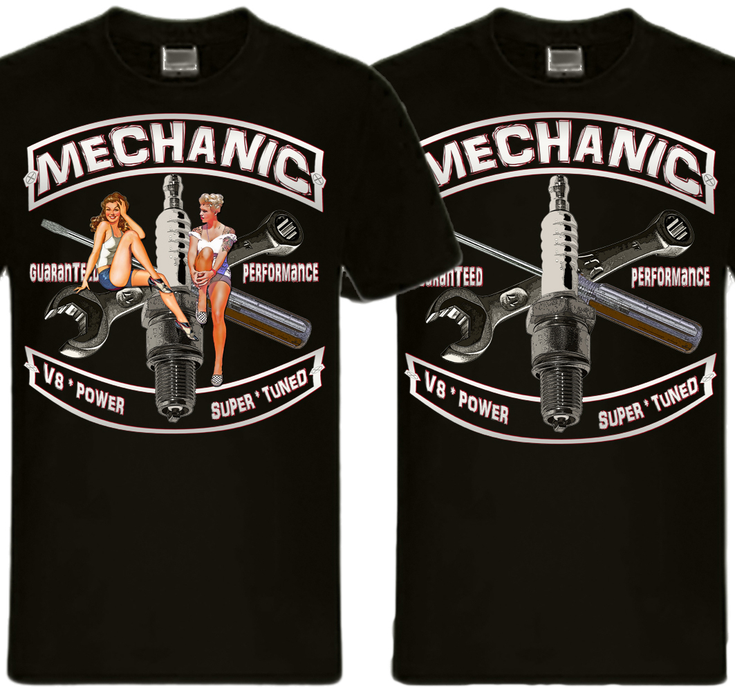 Mechaniker Mechanic tools Pinups Vintage Auto T-Shirt bis 5XL