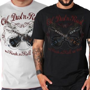 Oil dust rust Rock n Roll we trust Rockabilly Guitars Gitarren Shirt