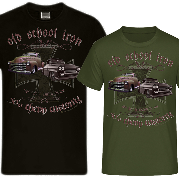 Oldschool Chevy Pickups Hot Rod Iron Cross Vintage Shirt