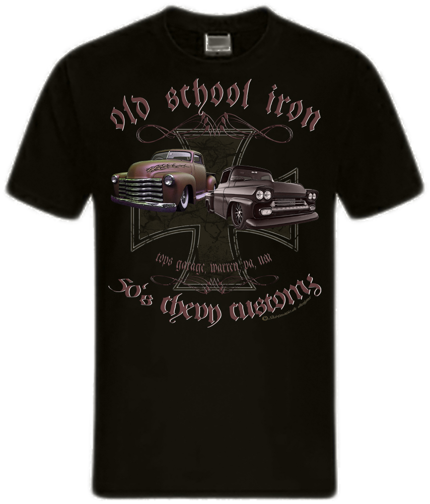Oldschool Chevy Pickups Hot Rod Iron Cross Vintage Shirt – Bild 2