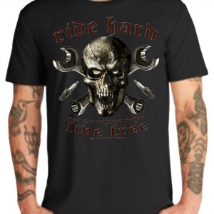 Ride Hard Biker Skull Motorrad Werkzeug Tools Vintage Motorcycle Shirt