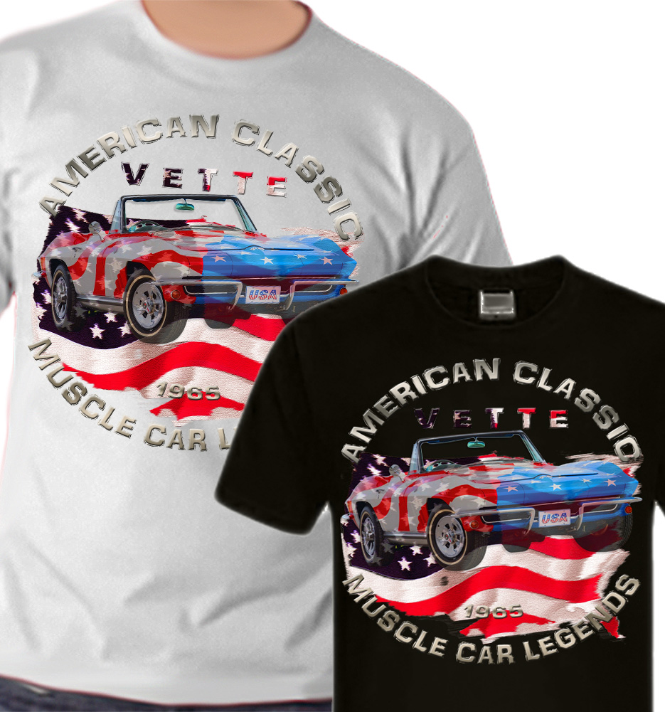 60ss Vette C2 USA FlaggeChevy V8 vintage retro USA Corvette