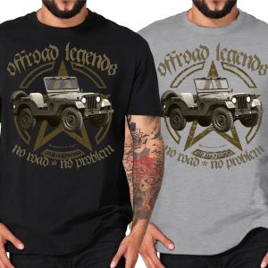 4X4 Offroad legends Army Willys Star Shirt schwarz grau