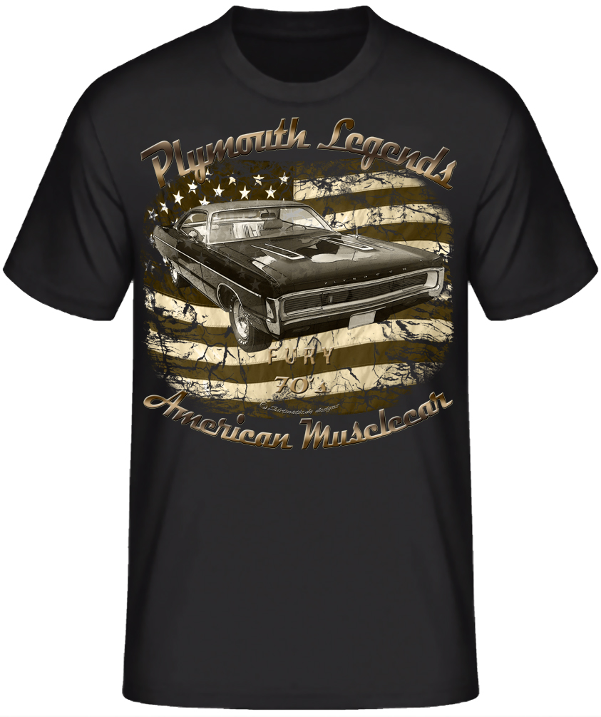 70s Fury Plymouth vintage classic car USA V8 Shirt – Bild 4