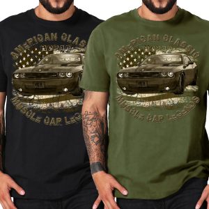 Modern Challenger retro USA flag Muscle car V8 T-Shirt US Car