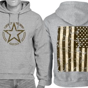 USA Flag Star distressed Flagge Hoodie Amerika grau