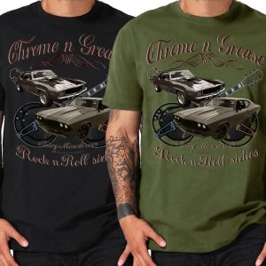 Chrome N Grease 60s Chevy Muscle Cars Rock n Roll Guitars Shirt